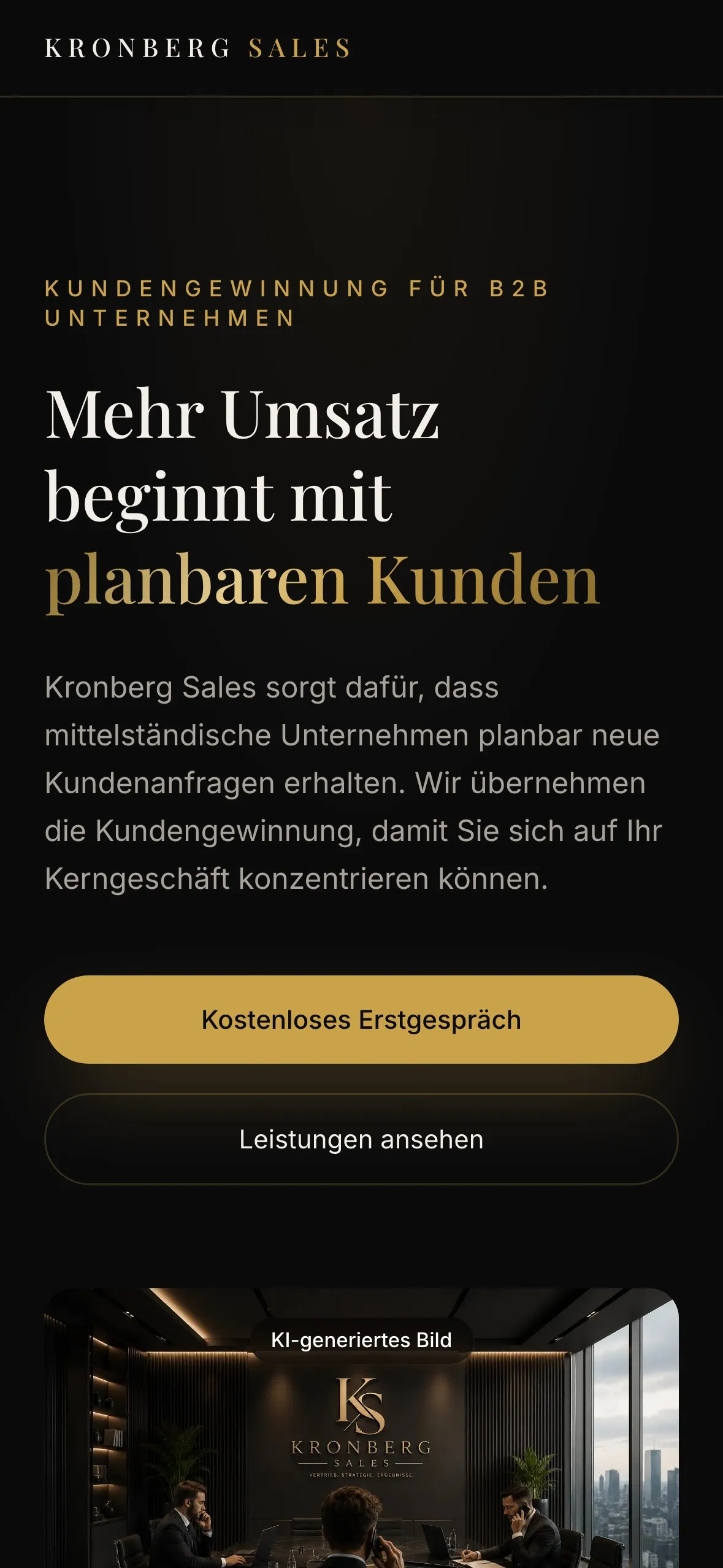 Startseite von Kronberg Sales am Handy